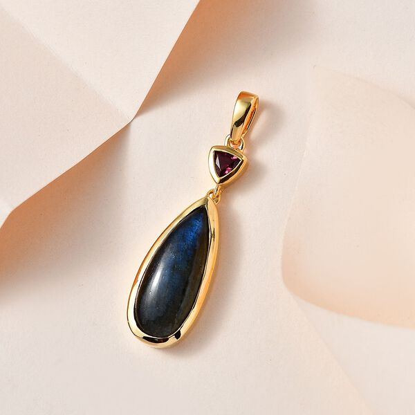 AAA Labradorit und Rhodolith Granat Anh&auml;nger - 7,55 ct. image number 1