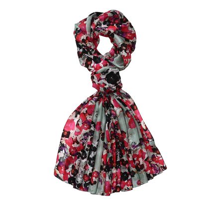LA MAREY - 100% Maulbeeren-Seidenschal, Chiffon, 195x110cm, Blau-Pink