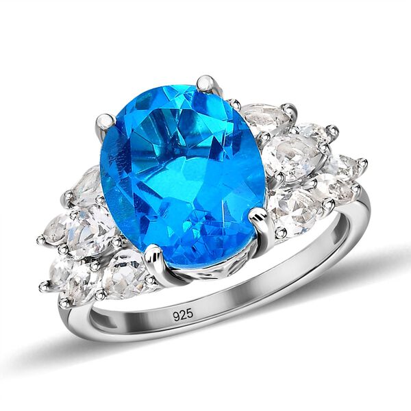 Karibik Quarz und weißer Topas-Ring - 7,01 ct. image number 4