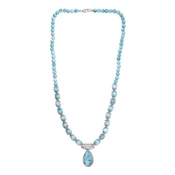 D'Joy AA Larimar Halskette ca. 50 cm 925 Silber rhodiniert (7-8 Werktage Lieferzeit) ca. 145,96 ct.