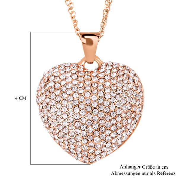 Weißer Kristall-Herz-Anhänger mit 73cm Kette in Roségoldton image number 5