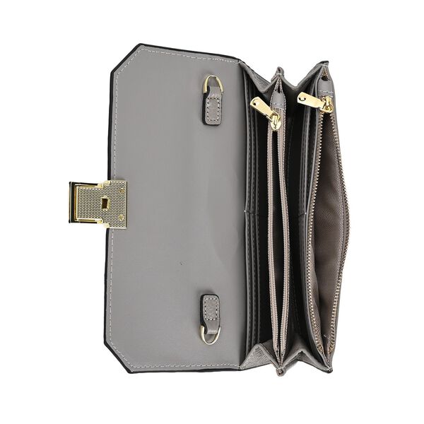 100% Echtleder Clutch mit RFID Schutz, Grau image number 5