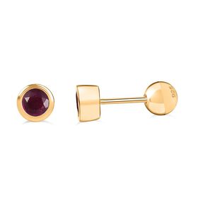 Afrikanische Rubin Ohrringe, 925 Silber 750 Gelbgold Vermeil - 0,76 ct.