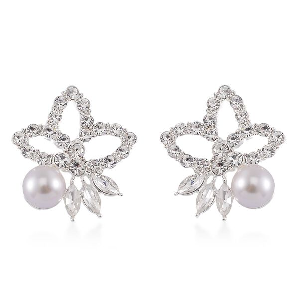 Wei&szlig;e Muschelkernperle Schmuckset Messing image number 4