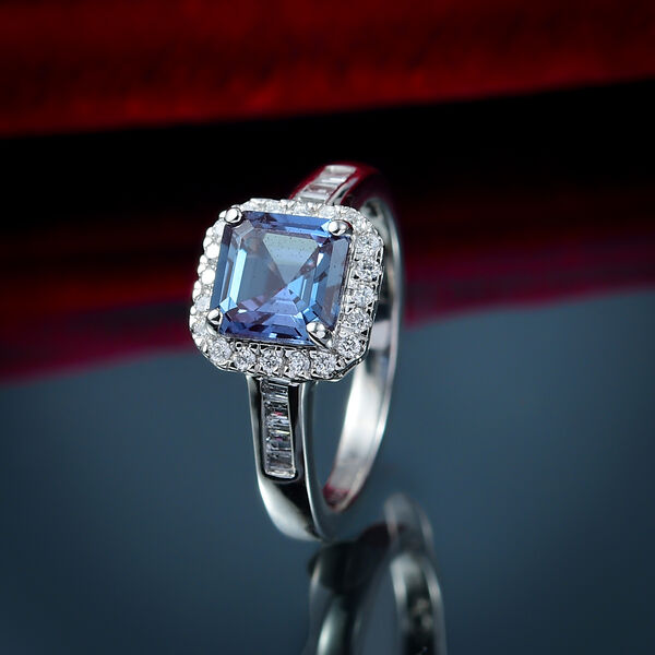 LUXURIANT AAA Labor Alexandrit und VS Labor Diamant Ring in 950 Platin - 2,30 ct. image number 2