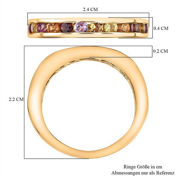 Mehrfarbiger Saphir Ring Nickelfreies Messing (Gr&ouml;&szlig;e 17.00) ca. 0.96 ct image number 6