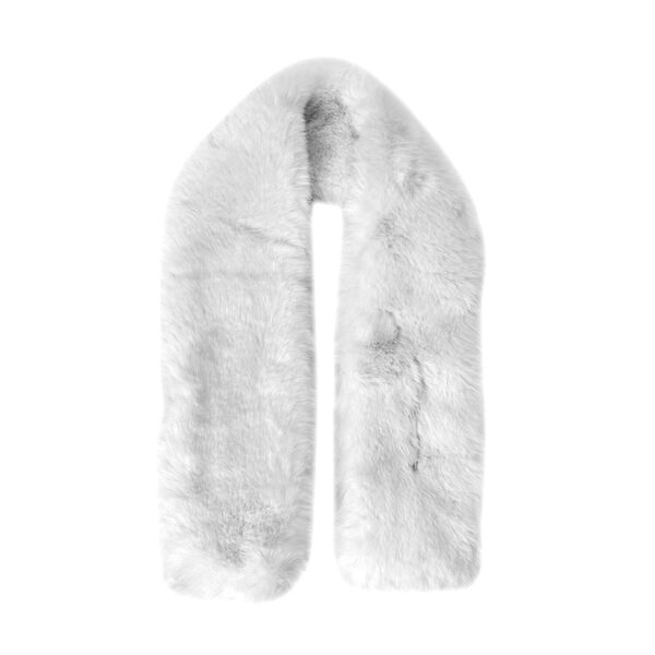 Damen Winterschal im Kreuzdesign aus Kunstfell, Weiß image number 1