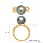 Tahiti Perlen und London Blau Topas-Ring, 925 Silber vergoldet  ca. 0,08 ct image number 6