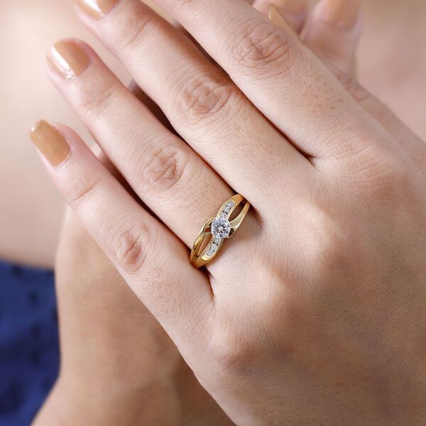 Moissanit Ring, 925 Silber 750 Gelbgold Vermeil - 0,62 ct. image number 3