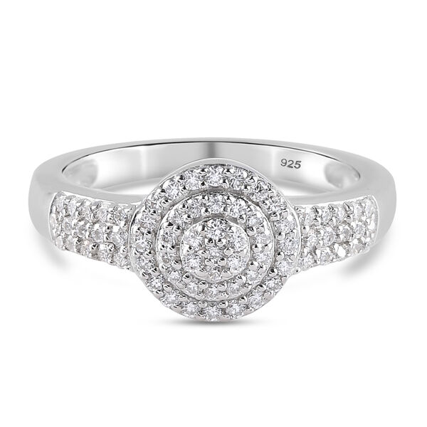 88 Facetten Moissanit Ring 925 Silber platiniert  ca. 0,61 ct