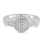 88 Facetten Moissanit Ring 925 Silber platiniert (Größe 16.00) ca. 0,61 ct
