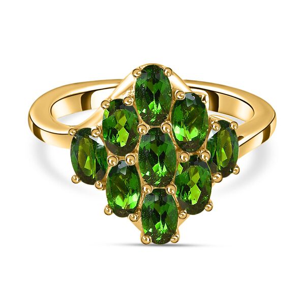 Nat&uuml;rlicher Chromdiopsid Ring, 925 Silber vergoldet (Gr&ouml;&szlig;e 20.00) ca. 2.06 ct