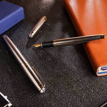 2er Set F&uuml;llfederhalter und Tintenschreiber, Silber