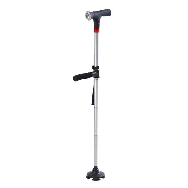 Klappbarer Smart-Walking-Stick mit drehbarem LED-Frontlicht und SOS-Alarm, Silber image number 2