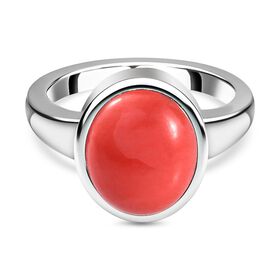 Oregon Pfirsich Opal-Solitär-Ring, 925 Silber platiniert, 3,45 ct