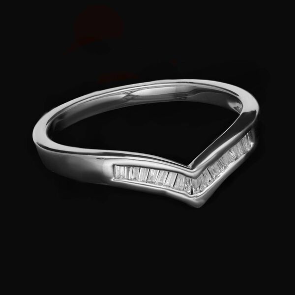 Wishbone Diamant-Ring in platiniertem Silber - 0,17 ct. image number 1