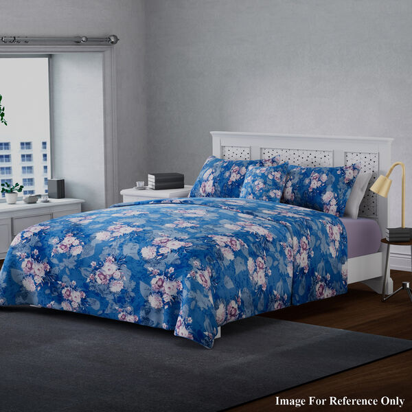 3er-Set Bettbezug, Größe: 80x80 cm und Kissenbezug, Größe: 40x80 cm, Blumenmuster, Blau image number 0