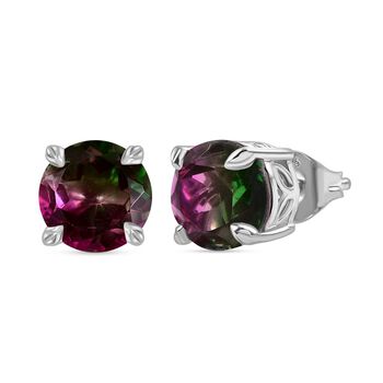 Wassermelonen Triplett Quarz Ohrringe, 925 Silber platiniert - 4,56 ct.