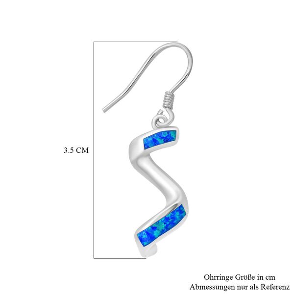 Simulierter Blauer Opal Ohrringe 925 Silber rhodiniert image number 5
