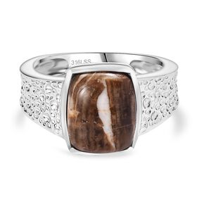 Der Schimmer der Natur - Erdnuss Holz Jaspis Ring 316L Edelstahl (Größe 20.00) ca. 3.50 ct