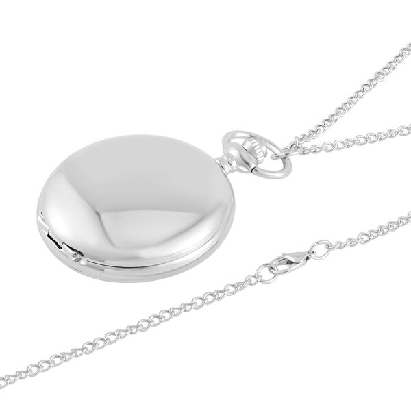 STRADA Taschenuhr - Elegantes Weißes Zifferblatt, Schwarze Zahlen, PNP-Stahlgehäuse, Japanisches Uhrwerk, 76,2 cm Eisenkette, Wasserdicht image number 3