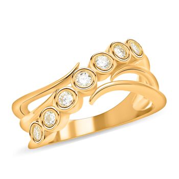 Moissanit Ring 925 Silber vergoldet (Gr&ouml;&szlig;e 16.00) ca. 0,40 ct