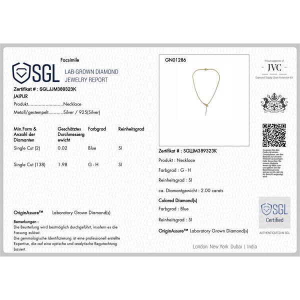 LUXURIANT DIAMANT - Lab Grown Diamant SI-GH Halskette ca. 45 cm 925 Silber 750 Gelbgold Vermeil ca. 1,93 ct. image number 7