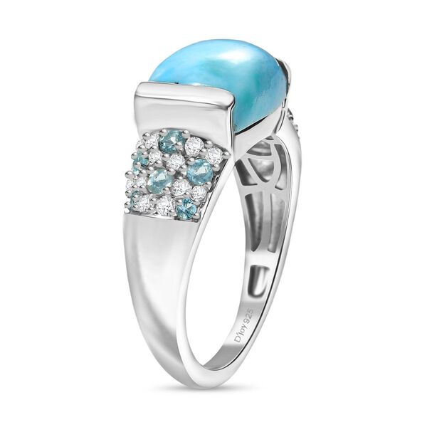 D'Joy Larimar, Blauer Apatit Ring 925 Silber rhodiniert (Gr&ouml;&szlig;e 19.00) ca. 6,19 ct image number 5