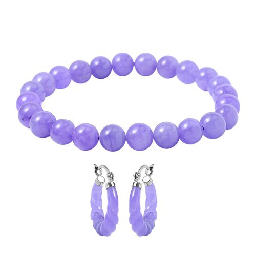 Lila Jade Schmuckset 925 Silber rhodiniert ca. 129,00 ct. image number 0