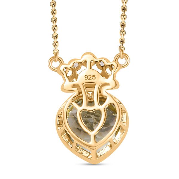 Prasiolite, Wei&szlig;er Zirkon Halskette ca. 45 cm 925 Silber 750 Gelbgold Vermeil ca. 3.17 ct image number 4