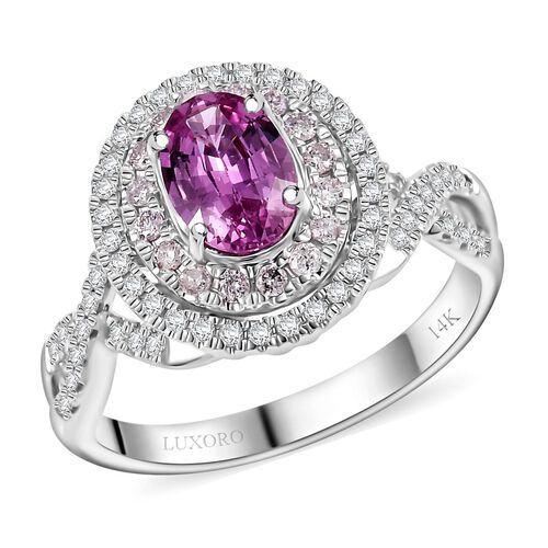 LUXORO zertifiziert und geprüft AAA Rosa Saphir, Rosa und weißer Diamant Ring in 585 Weißgold - 1,85 ct. image number 0