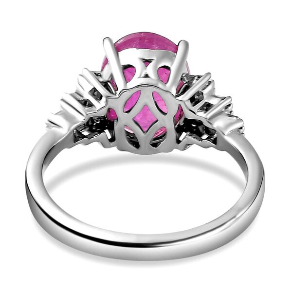 Ilakaka Rosa Saphir und weißer Diamant-Ring, 925 Silber platiniert  ca. 4,01 ct image number 6