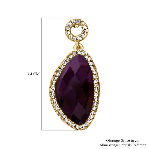 Afrikanischer Amethyst, Wei&szlig;e Zirkonia Ohrringe, ca. 13.00 ct image number 4