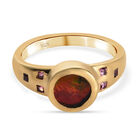 Ammolit und Rhodolith Granat Ring, 925 Silber Gelbgold Vermeil (Gr&ouml;&szlig;e 17.00) ca. 1.31 ct