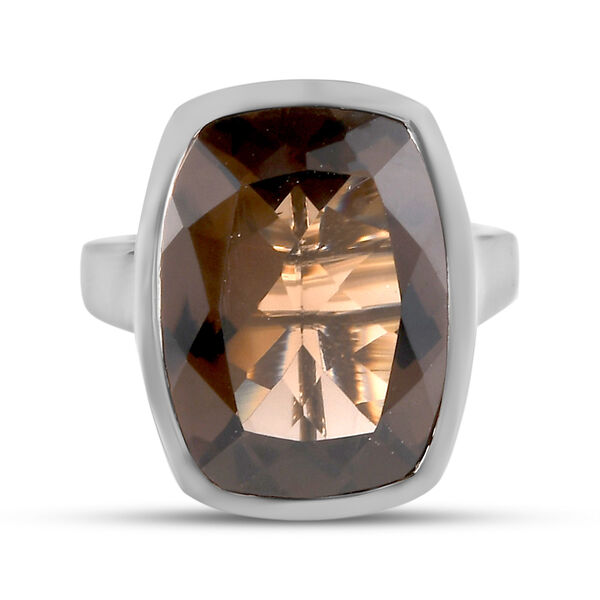 Rauchquarz-Ring, 925 Silber platiniert  ca. 13,18 ct