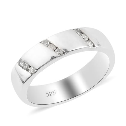 Diamant Band Ring 925 Silber Platin-Überzug