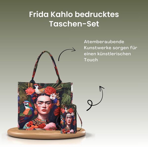 2-teiliges Taschenset - 40x12x35cm Shopper und 20x11x2cm Handytasche, Frida Kahlo image number 1