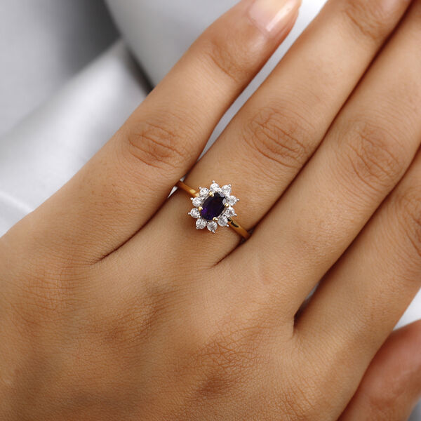 Afrikanischer Amethyst und Zirkon Ring 925 Silber vergoldet  ca. 0,91 ct image number 3