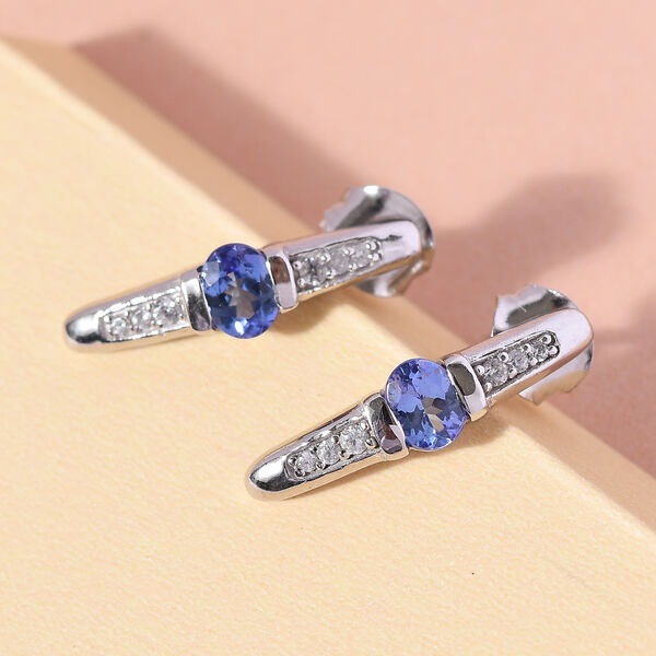 Tansanit und Zirkon-Ohrringe, 925 Silber platiniert ca. 0,95 ct image number 2