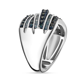 Blauer Diamant Ring, 925 Silber platiniert (Gr&ouml;&szlig;e 17.00) ca. 1.00 ct