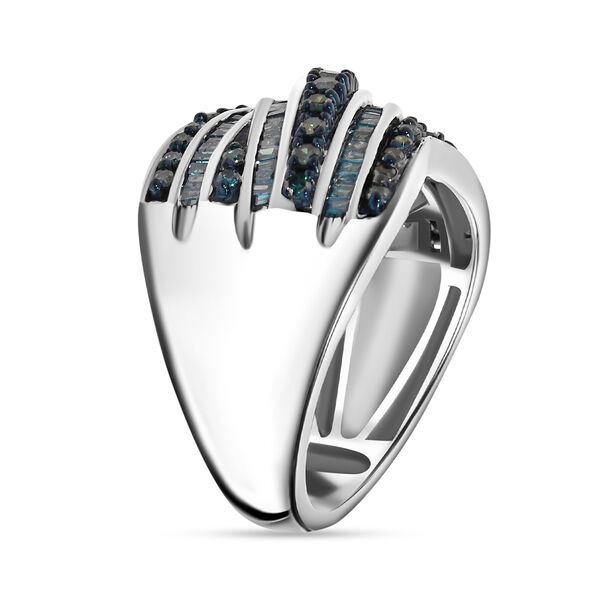 Blauer Diamant Ring, 925 Silber platiniert (Größe 17.00) ca. 1.00 ct image number 3