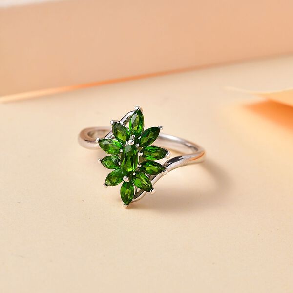 Nat&uuml;rlicher Chromdiopsid Ring 925 Silber rhodiniert (Gr&ouml;&szlig;e 20.00) ca. 1,13 ct image number 2