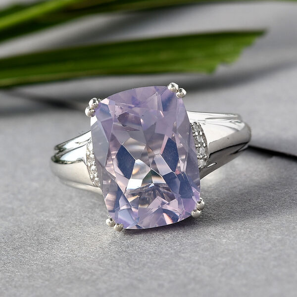Lavendel Mond Quarz und Zirkon Ring 925 Silber platiniert  ca. 6,21 ct image number 2
