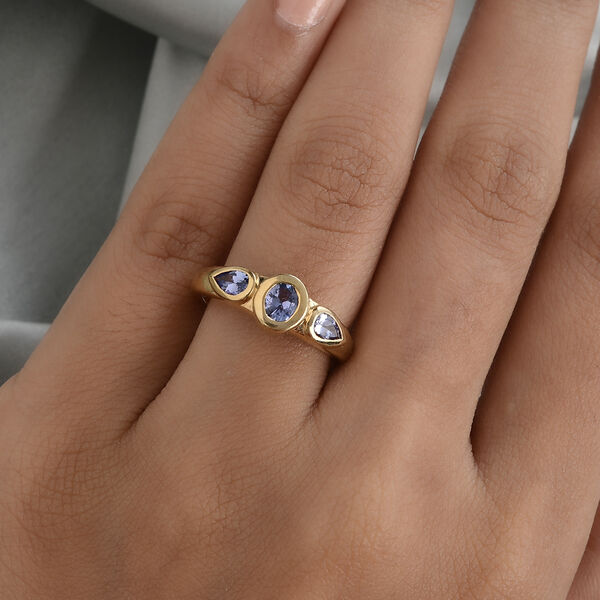 Tansanit Ring 925 Silber vergoldet  ca. 0,79 ct image number 3