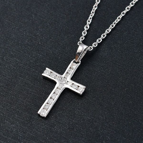 LUXURIANT SI-GH Labor Diamant Anhänger mit 45cm Kette, 925 Silber rhodiniert - 0,51 ct. image number 2