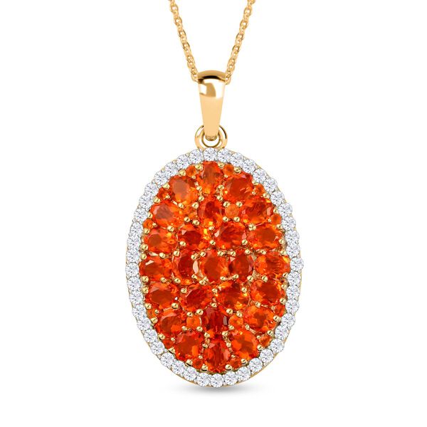 Salamanca Feueropal-Anh&auml;nger mit Kette, 925 Silber Gelbgold Vermeil, ca. 3.92 ct