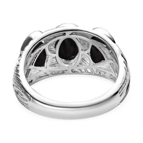 Schwarzer Spinell Ring, Messing platiniert, ca. 3,00 ct image number 6