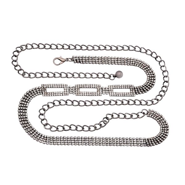 Kristall G&uuml;rtel ,100% Glaskristall und Metall, L130cm, 60g, schwarz