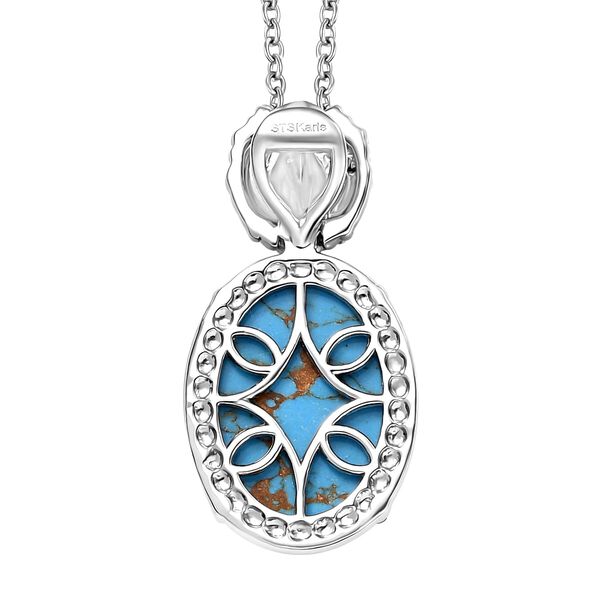 Zweifarbiger blauer Türkis-Anhänger mit 50cm Kette und Löwenkopf - 17 ct. image number 4