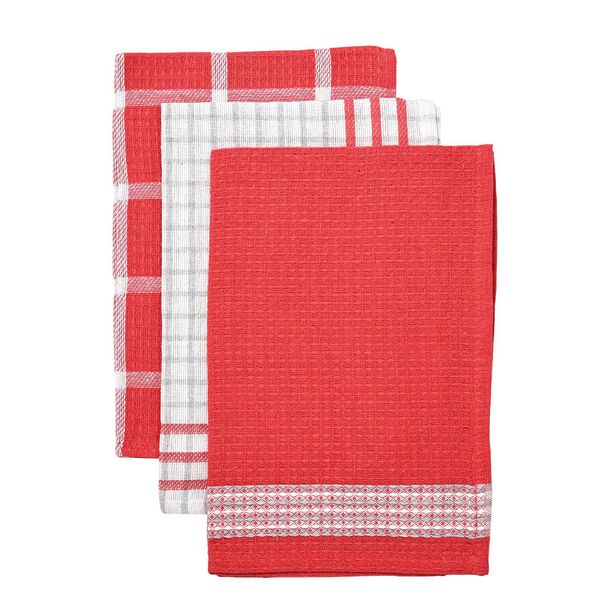 6er-Set gewebte Baumwoll-Küchentücher, 35x55 cm, Rot image number 1